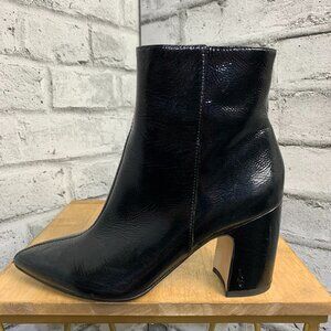 Sam Edelman Hilty 2 Boot 7.5 Black Patent Leather Pointed Toe Block Heel Booties